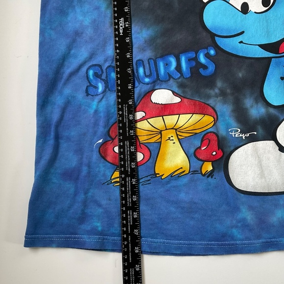 Rue 21 Smurfs T -Shirt Sz L Red Blue Tie Dye Mushrooms Colorful Kidcore 90s Y2K - Picture 3 of 6